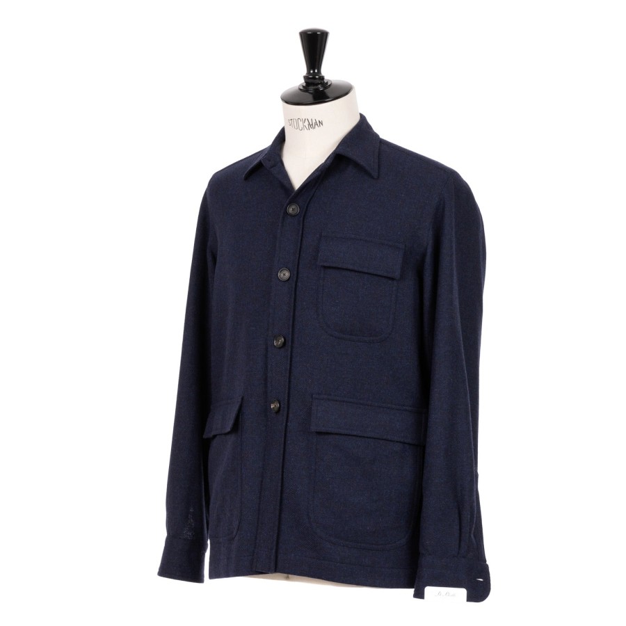 De Petrillo Teba + Hemdjacken | Aubergineblaue Sportjacke „Shirt Pocket" Aus Wolle Und