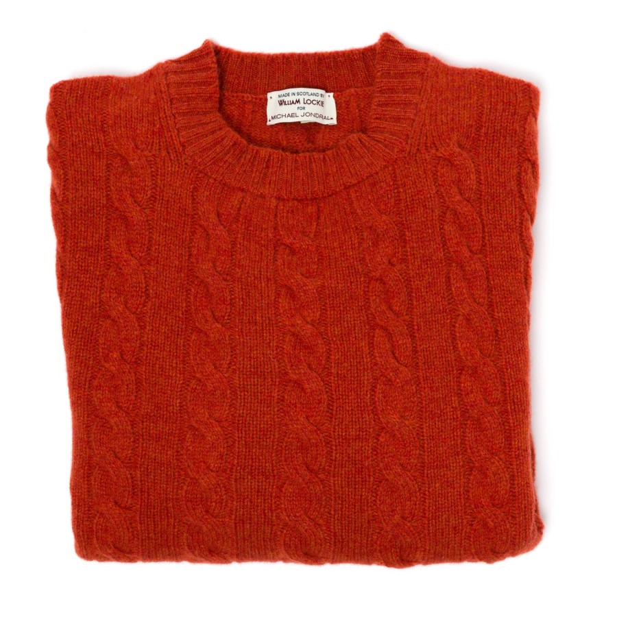 William Lockie Strickwaren | Exklusiv Bei Mj: Pullover „Crew Cable-Rib" Aus Reiner Geelong-Lammwolle 3-Lagig