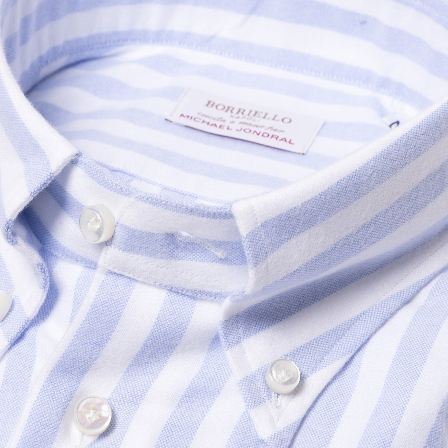 Borriello Freizeithemden | Gestreiftes Sportshirt Aus Reiner Baumwolle „New Ivy-League" Linea Passion